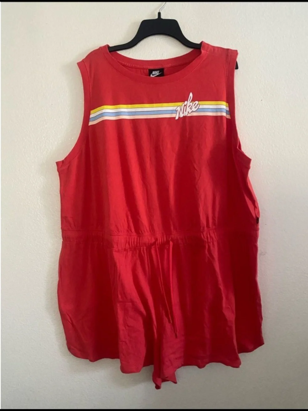 Nike Red Sleeveless Romper with Retro Stripe. Size 3XL